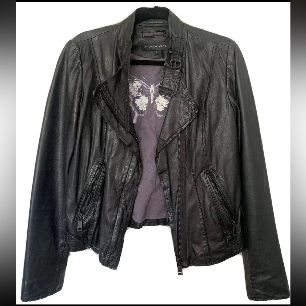 Andrew Marc Leather Moto Jacket - Size M - Excellent Condition